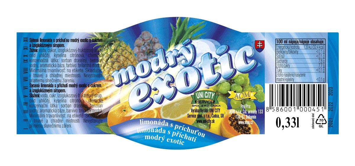 limonada modry exotic etiketa