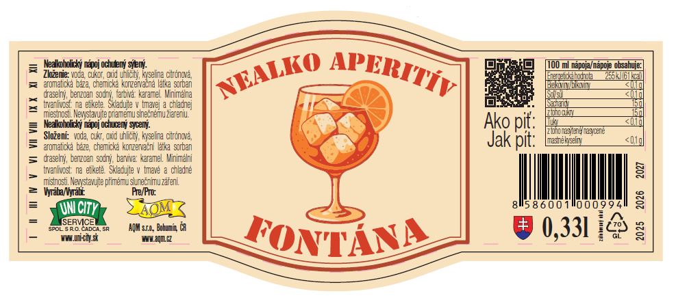 nealko aperitiv fontana etiketa